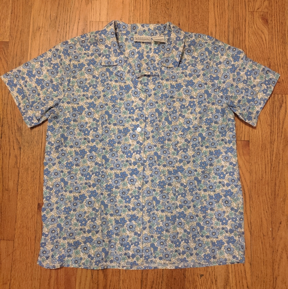 70s Vintage Floral Short Sleeve Shirt